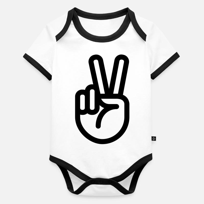 Finger - Hand Sign Peace Organic Baby Contrasting Bodysuit