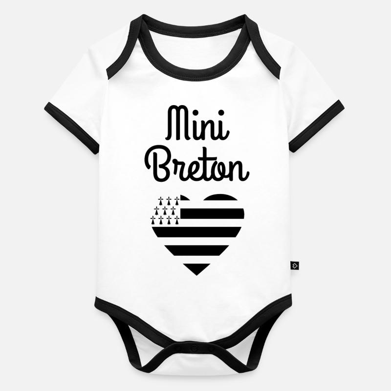 Bébé Breton (Design Noir) | Idée Cadeau Bébé Body Bébé bio contrasté manches courtes