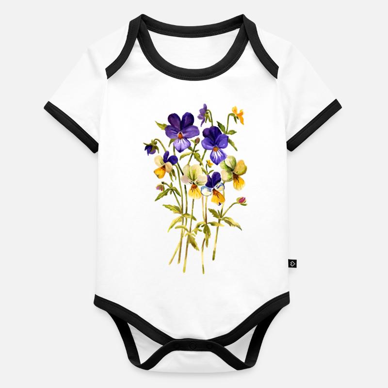 Fleurs de frère Body Bébé bio contrasté manches courtes