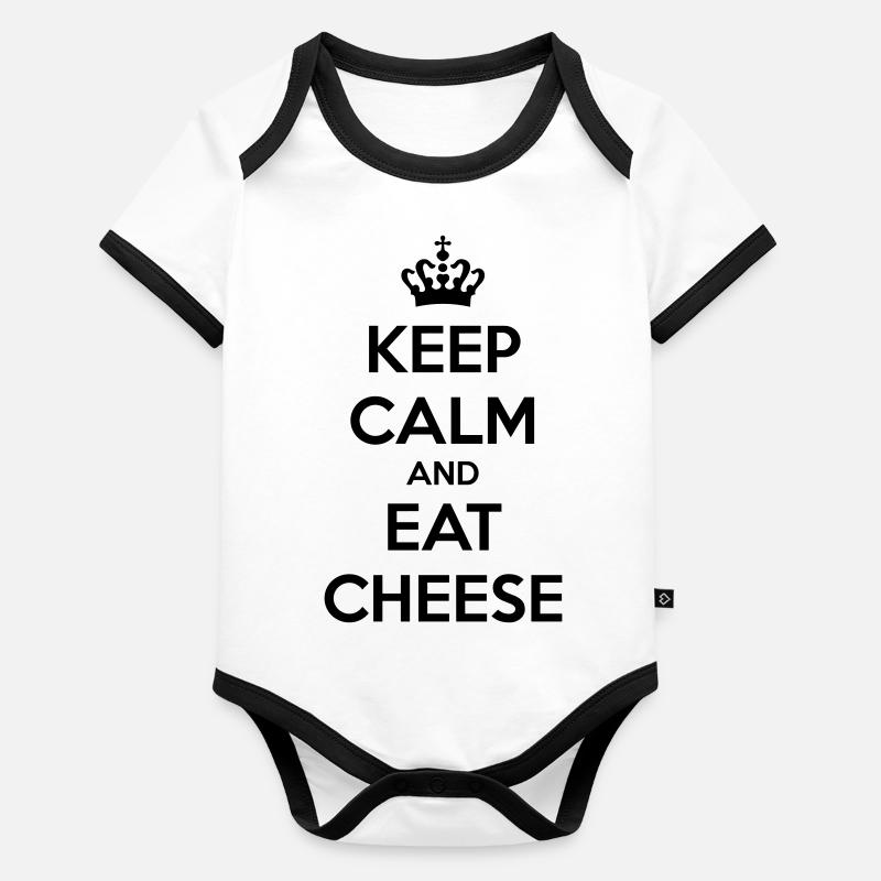 HOLLÄNDER BEWAHREN RUHE UND ESSEN KÄSE SCHWARZ Baby Bio-Kurzarm-Kontrastbody