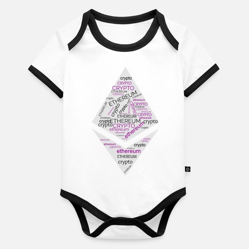 Ethereum Design Logo Crypto Body Bébé bio contrasté manches courtes