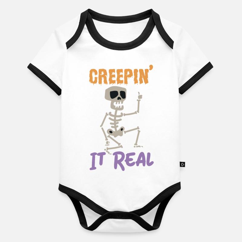 Squelette effrayant Halloween Français Body Bébé bio contrasté manches courtes