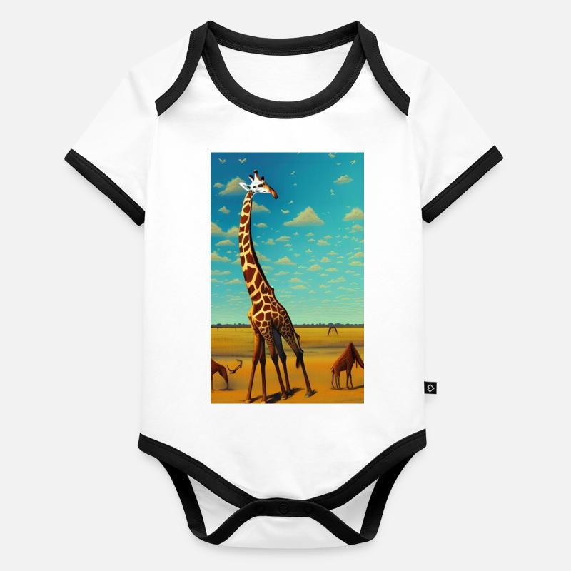 Coole Comic Zeichnung Giraffe Giraffa Baby Bio-Kurzarm-Kontrastbody