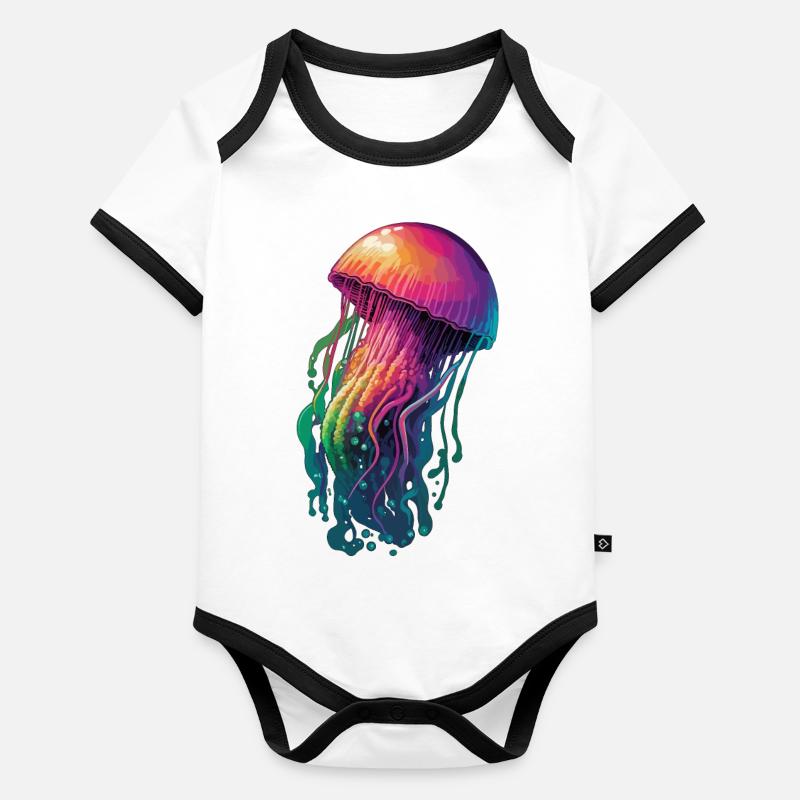 Méduse Body Bébé bio contrasté manches courtes