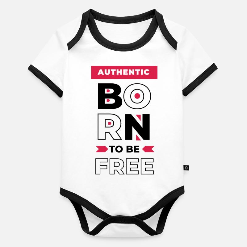 Né pour être libre Body Bébé bio contrasté manches courtes