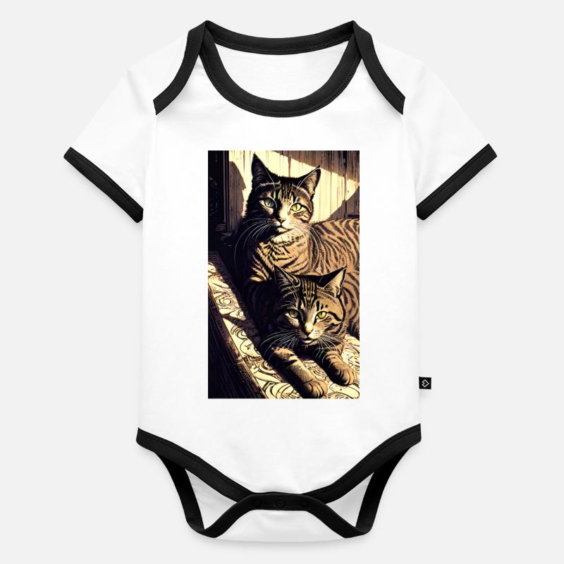 Chat | Animal de compagnie | Fan de chat | mignon | Chaton Body Bébé bio contrasté manches courtes
