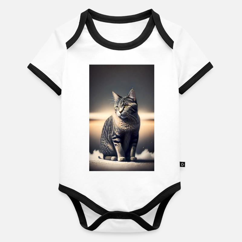 Chat | Animal de compagnie | Fan de chat | mignon | Chaton Body Bébé bio contrasté manches courtes