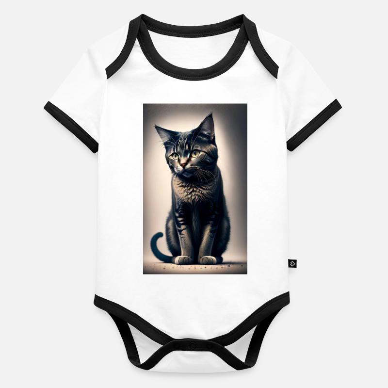 Chat | Animal de compagnie | Fan de chat | mignon | Chaton Body Bébé bio contrasté manches courtes