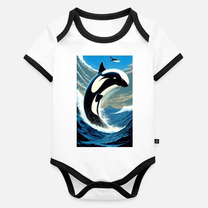 Orca | Wal | Killerwal | Meerestier | Ozean Baby Bio-Kurzarm-Kontrastbody