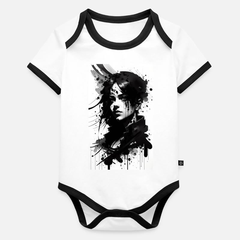 Femme | Visage | Filles | Anime Body Bébé bio contrasté manches courtes