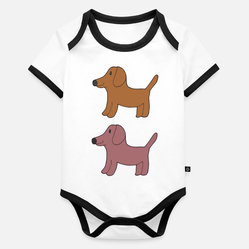 dackel freunde Baby Bio-Kurzarm-Kontrastbody