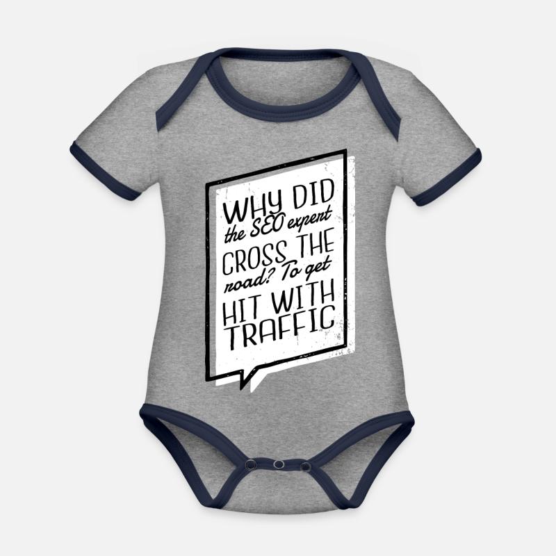 computer programming admin jokes happy doctor - Organic Baby Contrasting Bodysuit - heather grey/navy