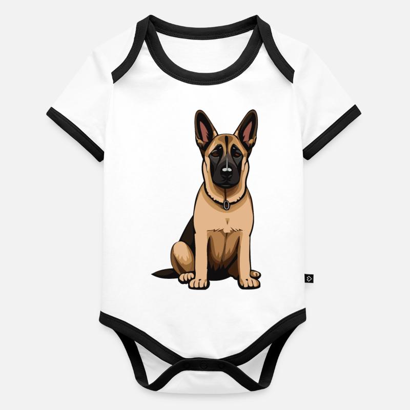 Bébé Malinois - Berger Belge Body Bébé bio contrasté manches courtes