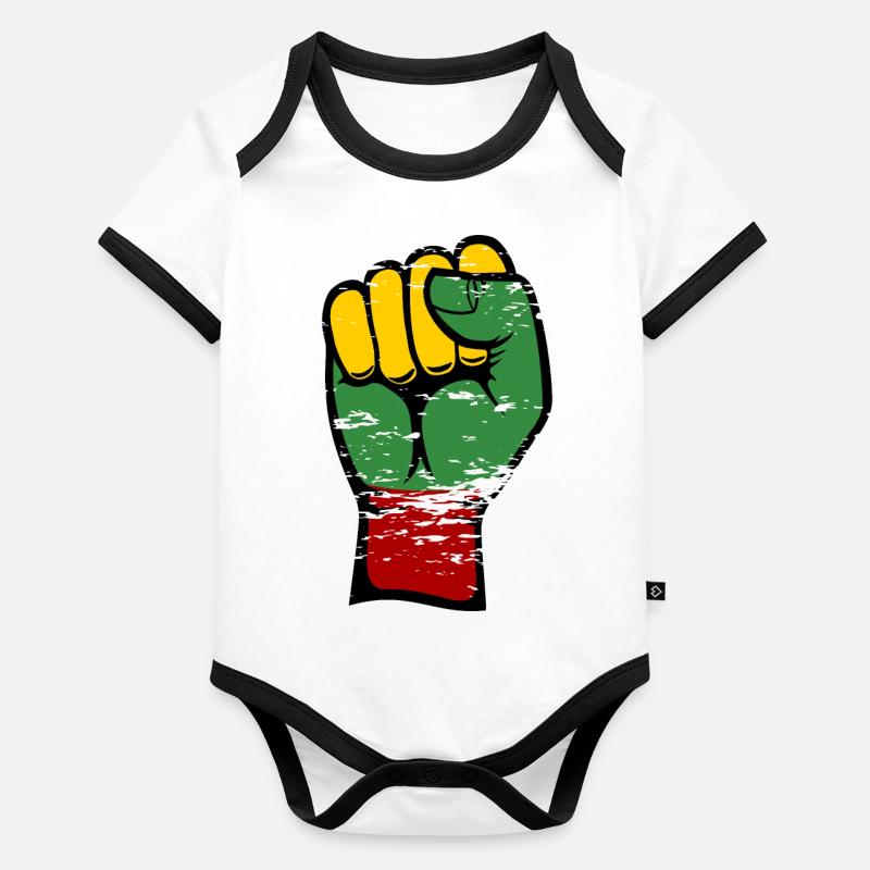 Poing du drapeau de la Lituanie utilisé Body Bébé bio contrasté manches courtes
