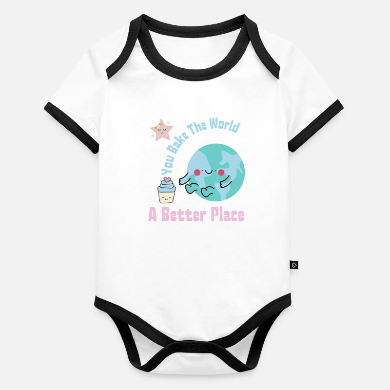 Du backst die Welt Ein besserer Ort Süße Kuchenherstellung Baby Bio-Kurzarm-Kontrastbody