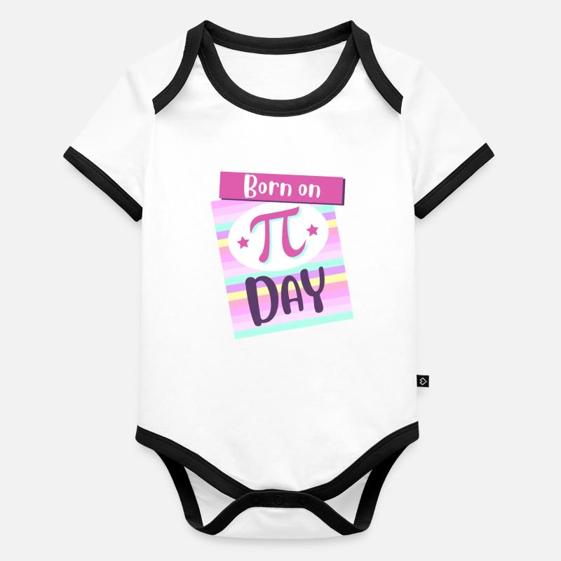 Born On Pi Day Big Pi Symbol Awesome 3.14 Pi Day Organic Baby Contrasting Bodysuit