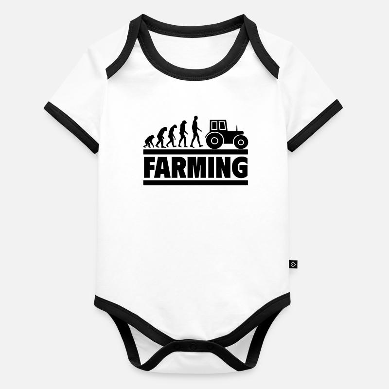 Evolution des Bauern Vom Mensch zum Traktorfahrer Baby Bio-Kurzarm-Kontrastbody