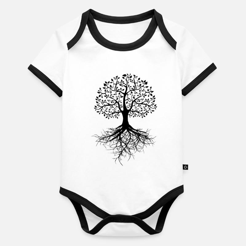 Arbre de vie Body Bébé bio contrasté manches courtes