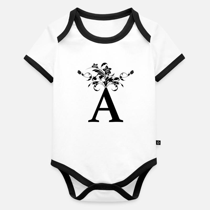 Anfangsbuchstabe A Vorname Baby Bio-Kurzarm-Kontrastbody