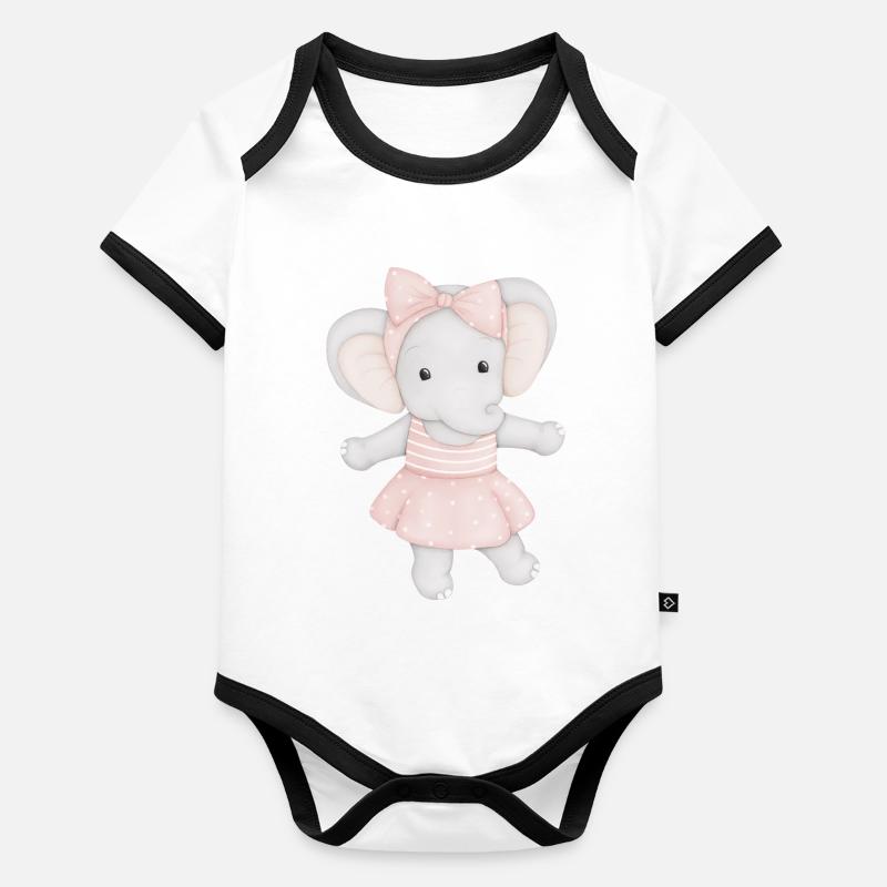 éléphant mignon comme ballerine Body Bébé bio contrasté manches courtes
