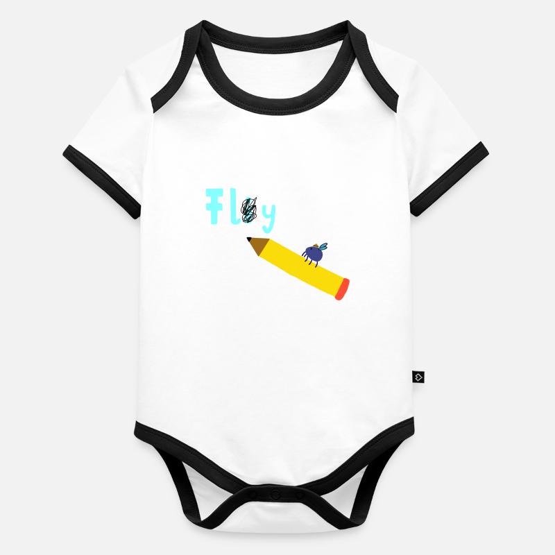 Fliege flieg Baby Bio-Kurzarm-Kontrastbody