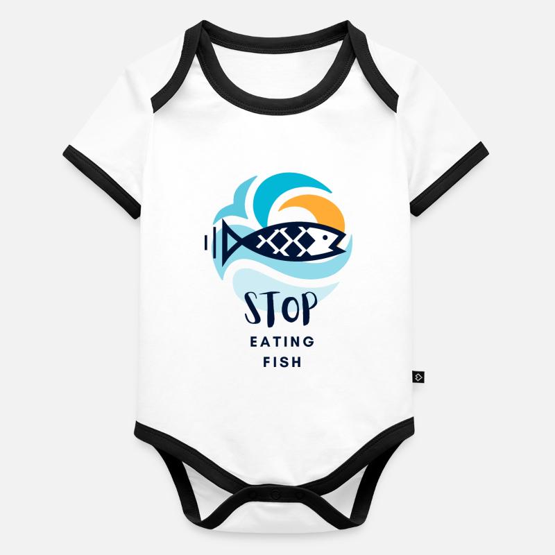 Arrêtez de manger du poisson Body Bébé bio contrasté manches courtes