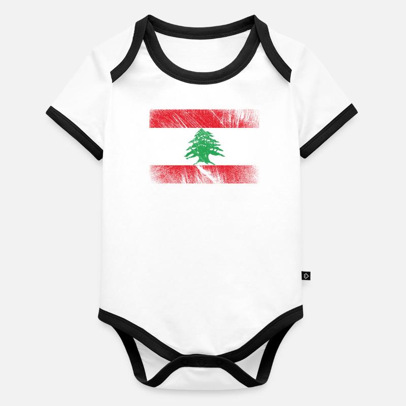 Drapeau du Liban - Vintage Grunge Body Bébé bio contrasté manches courtes
