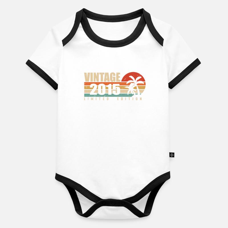 2015 Année d’anniversaire millésime original 2015 Body Bébé bio contrasté manches courtes