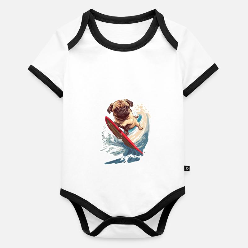 Chien de vacances Body Bébé bio contrasté manches courtes