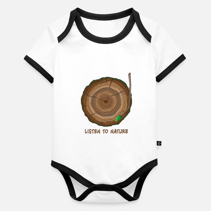 Tree trunk as vinyl turntable nature gift Organic Baby Contrasting Bodysuit