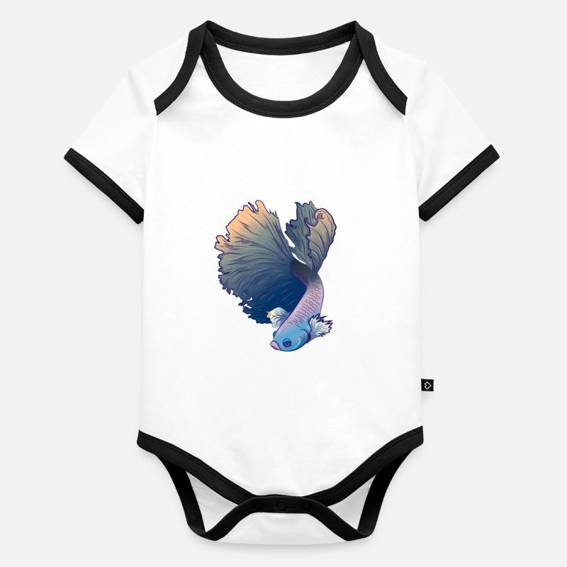 Betta Splendens Poissons de combat Poisson de labyrinthe Cadeau Body Bébé bio contrasté manches courtes