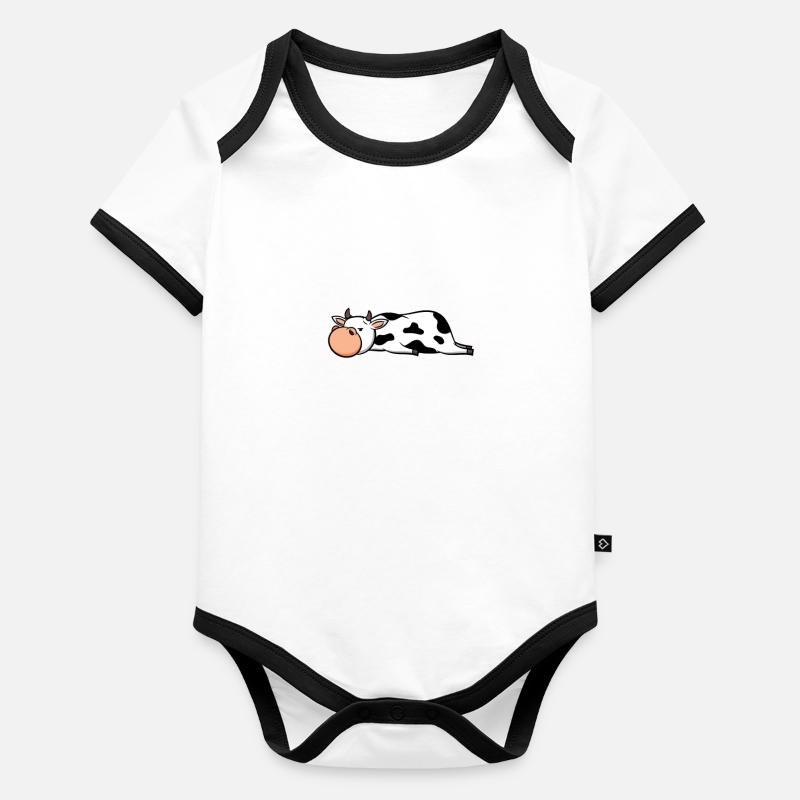 Müde Kuh | Geschenk süß süß Baby Bio-Kurzarm-Kontrastbody