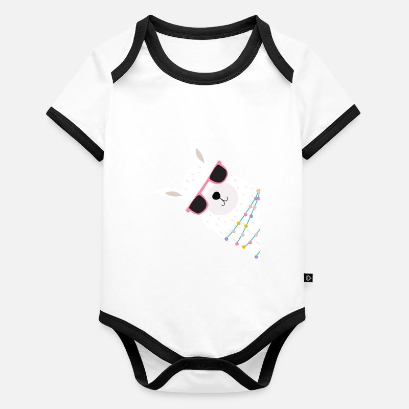Alpaga de Noël Body Bébé bio contrasté manches courtes