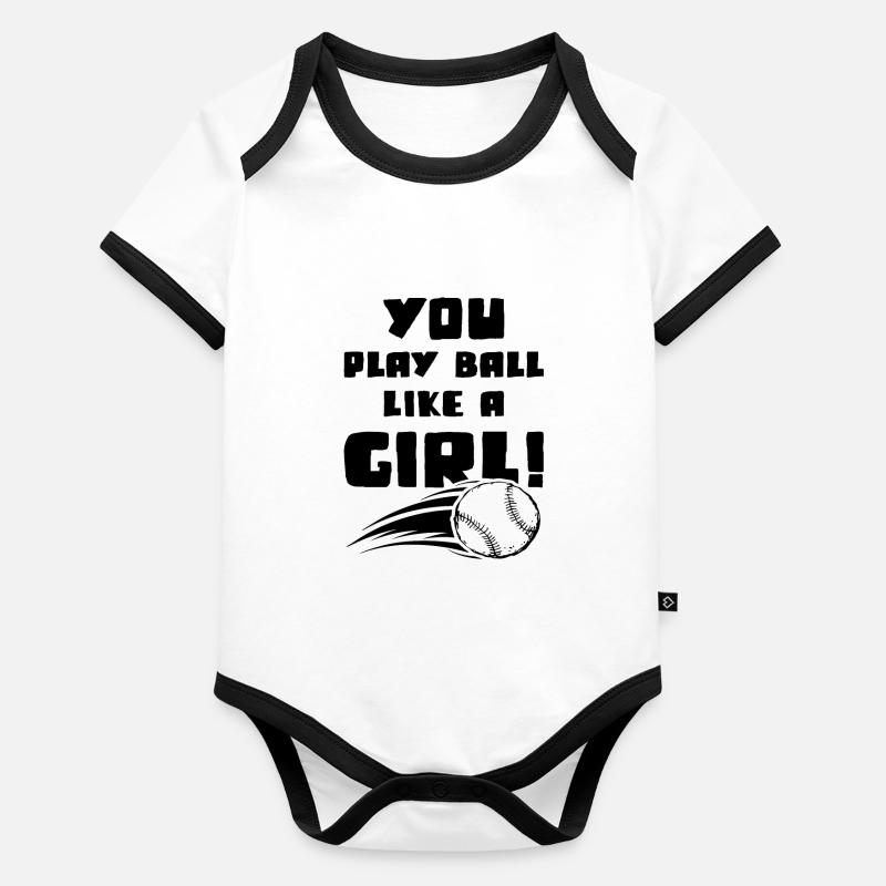 Fille de baseball Body Bébé bio contrasté manches courtes
