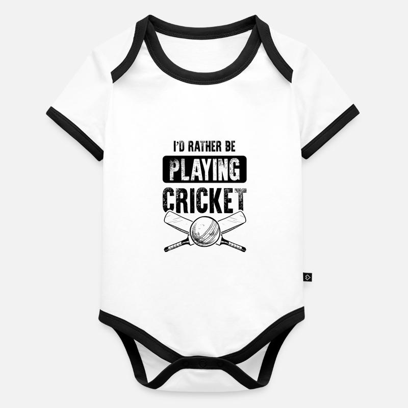 Playing Cricket Organic Baby Contrasting Bodysuit
