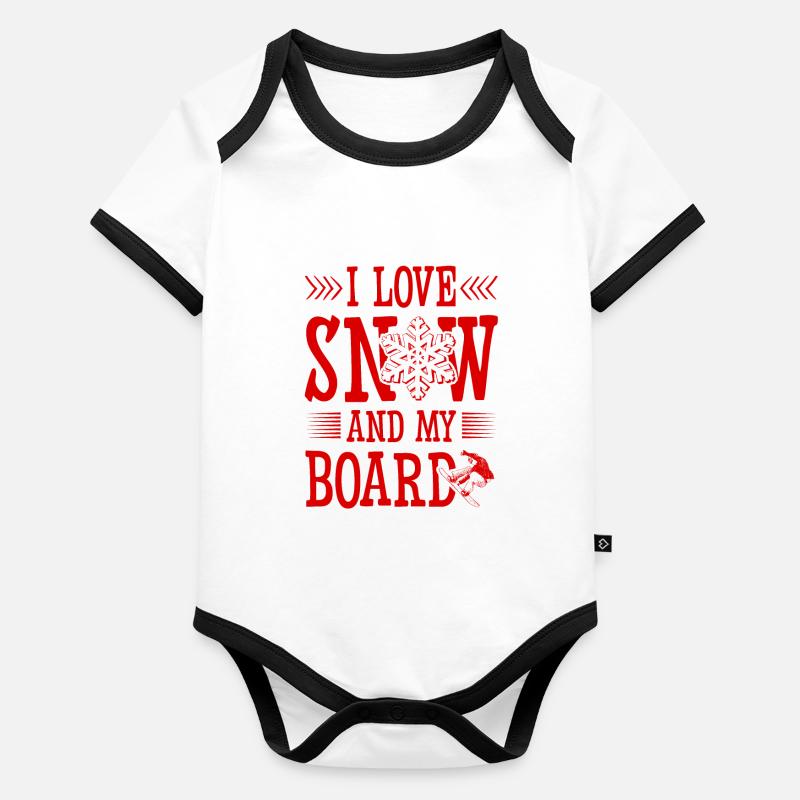 J’adore le snowboard Body Bébé bio contrasté manches courtes