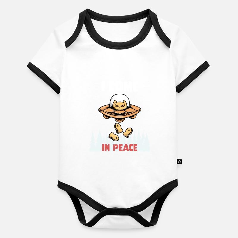 Alien Galaxy Science Cat Lover I Come In Peace Baby Bio-Kurzarm-Kontrastbody