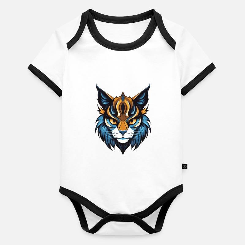 Katze Symbol Kopf Baby Bio-Kurzarm-Kontrastbody