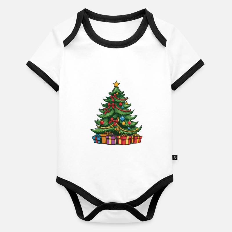 sapin Noël sapin Body Bébé bio contrasté manches courtes