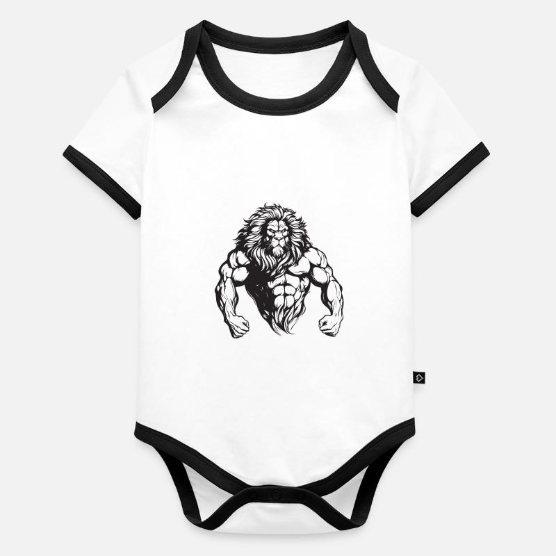 Muscles Lion Musculation Body Bébé bio contrasté manches courtes