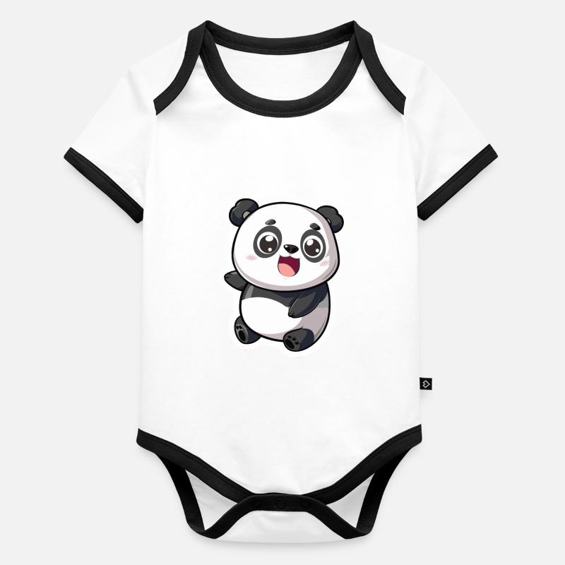 Exubérant Panda Buddy Autocollant Body Bébé bio contrasté manches courtes