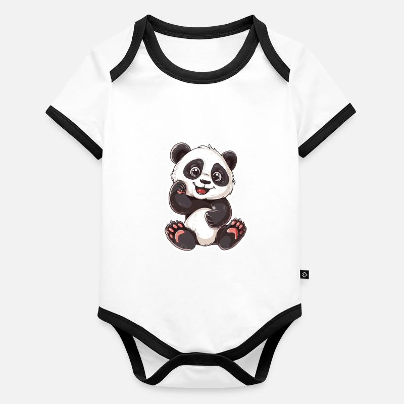 Exubérant Panda Buddy Sticker Body Bébé bio contrasté manches courtes