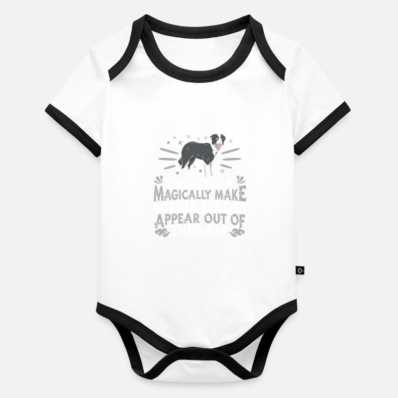 Border Collie Chien Body Bébé bio contrasté manches courtes