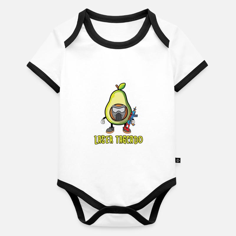 Laser Tag Body Bébé bio contrasté manches courtes