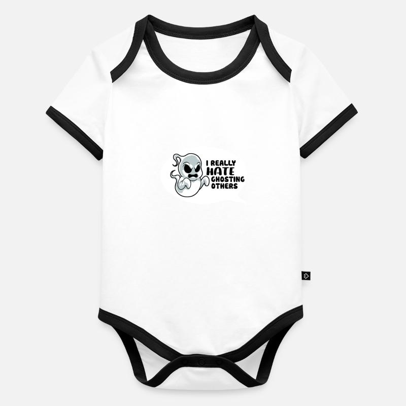 Halloween Lustiger Geist Baby Bio-Kurzarm-Kontrastbody