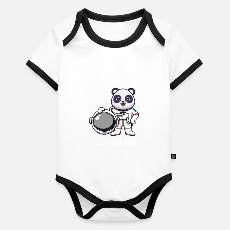 Panda géant Panda Ours Astronaute Body Bébé bio contrasté manches courtes