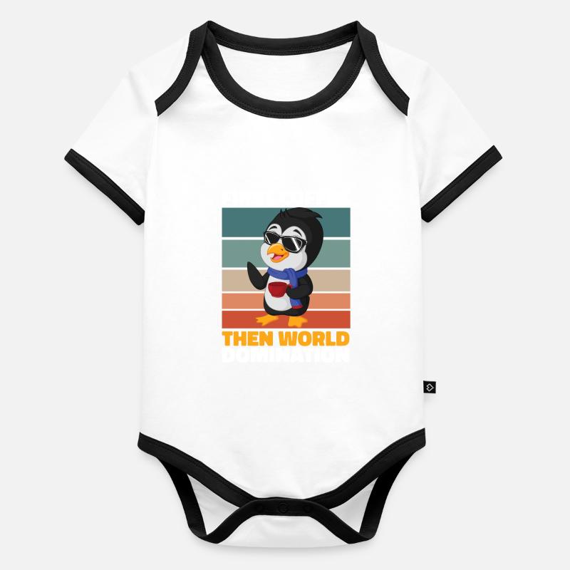 Pinguin Kaffee Baby Bio-Kurzarm-Kontrastbody