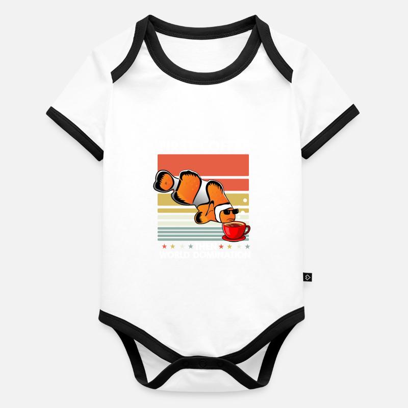 Clownfisch Sonnenbrille Kaffee Baby Bio-Kurzarm-Kontrastbody