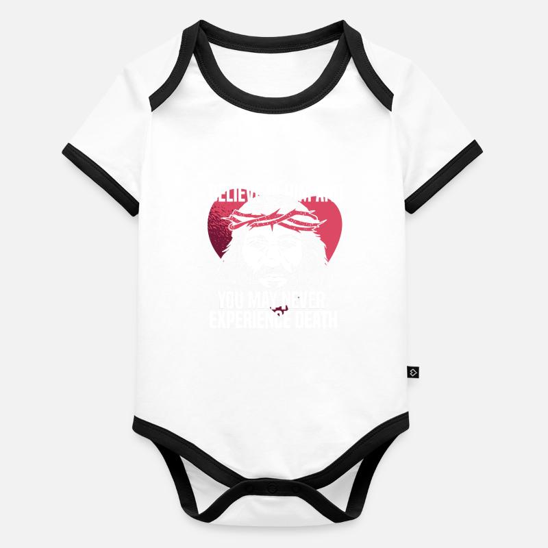 Christ Christianisme Cœur Body Bébé bio contrasté manches courtes