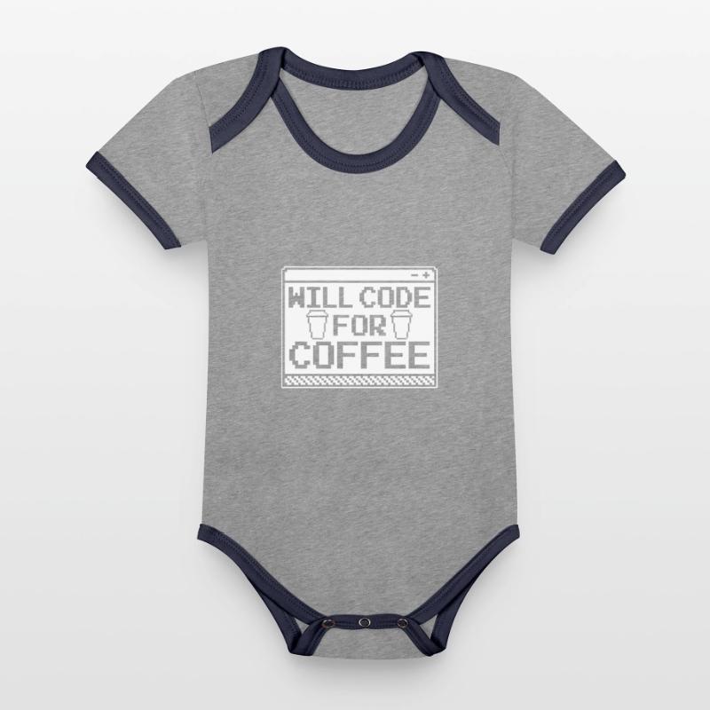 Entwickler Coder Programmierer Kaffee Baby Bio-Kurzarm-Kontrastbody